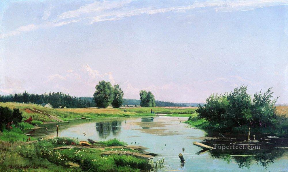 湖のある風景 1886年 イワン・イワノビッチ油絵